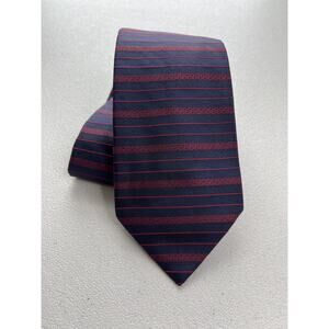 Carolina Herrera Blue and Red Striped Pattern 100% Silk Handmade Designer Tie